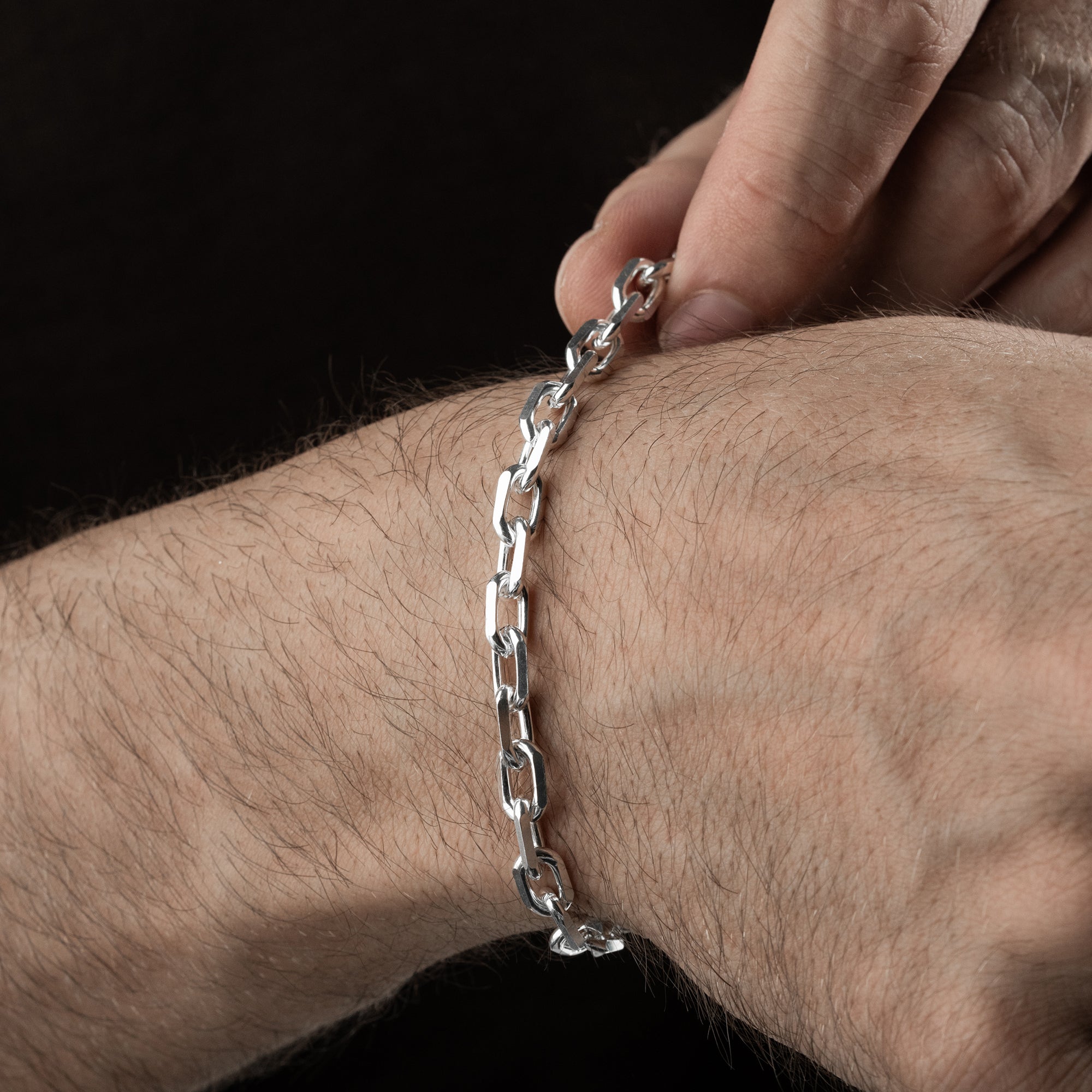 5 mm Forse Zincir Erkek Bileklik | 925 Ayar Gümüş