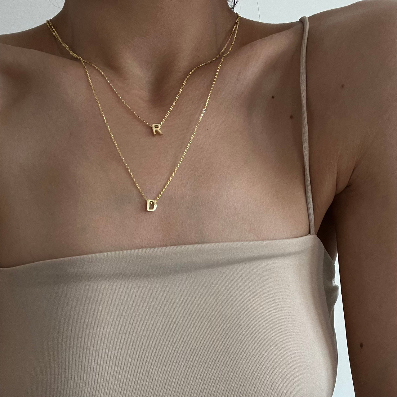 Kişiye Özel Minimal Çift Harf Kombin Kolye | 925 Ayar Gümüş