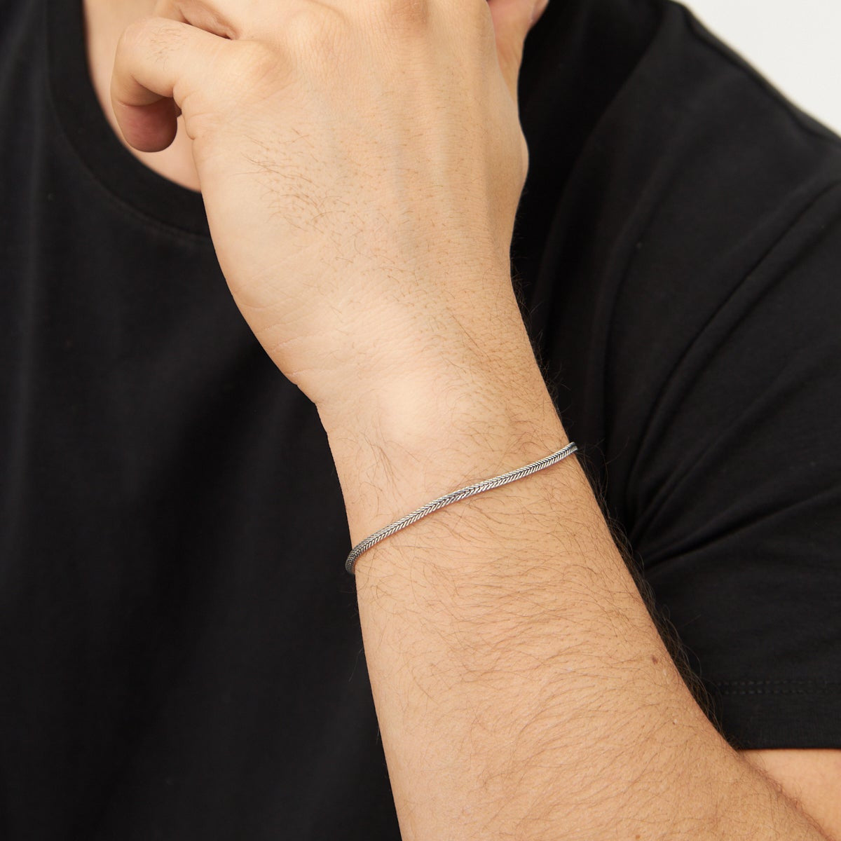 2.5 mm Yassı Tilki Kuyruğu Zincir Erkek Bileklik | 925 Ayar Gümüş