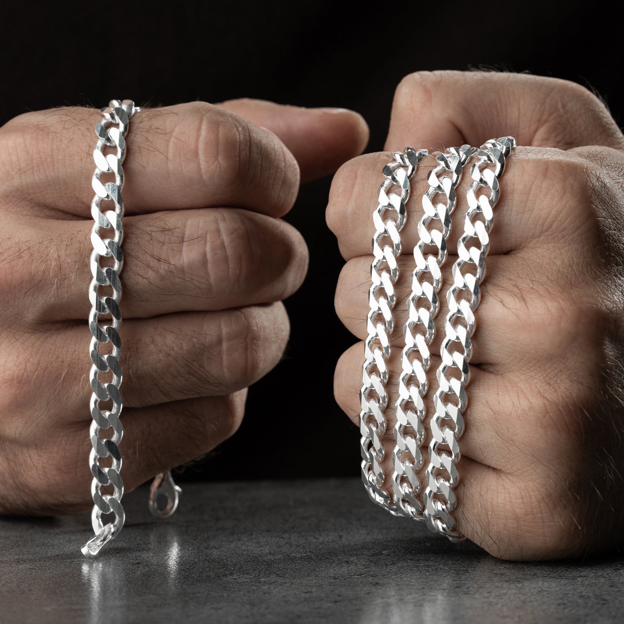 7.5 mm Gurmet Zincir Erkek Kolye-Bileklik Set | 925 Ayar Gümüş