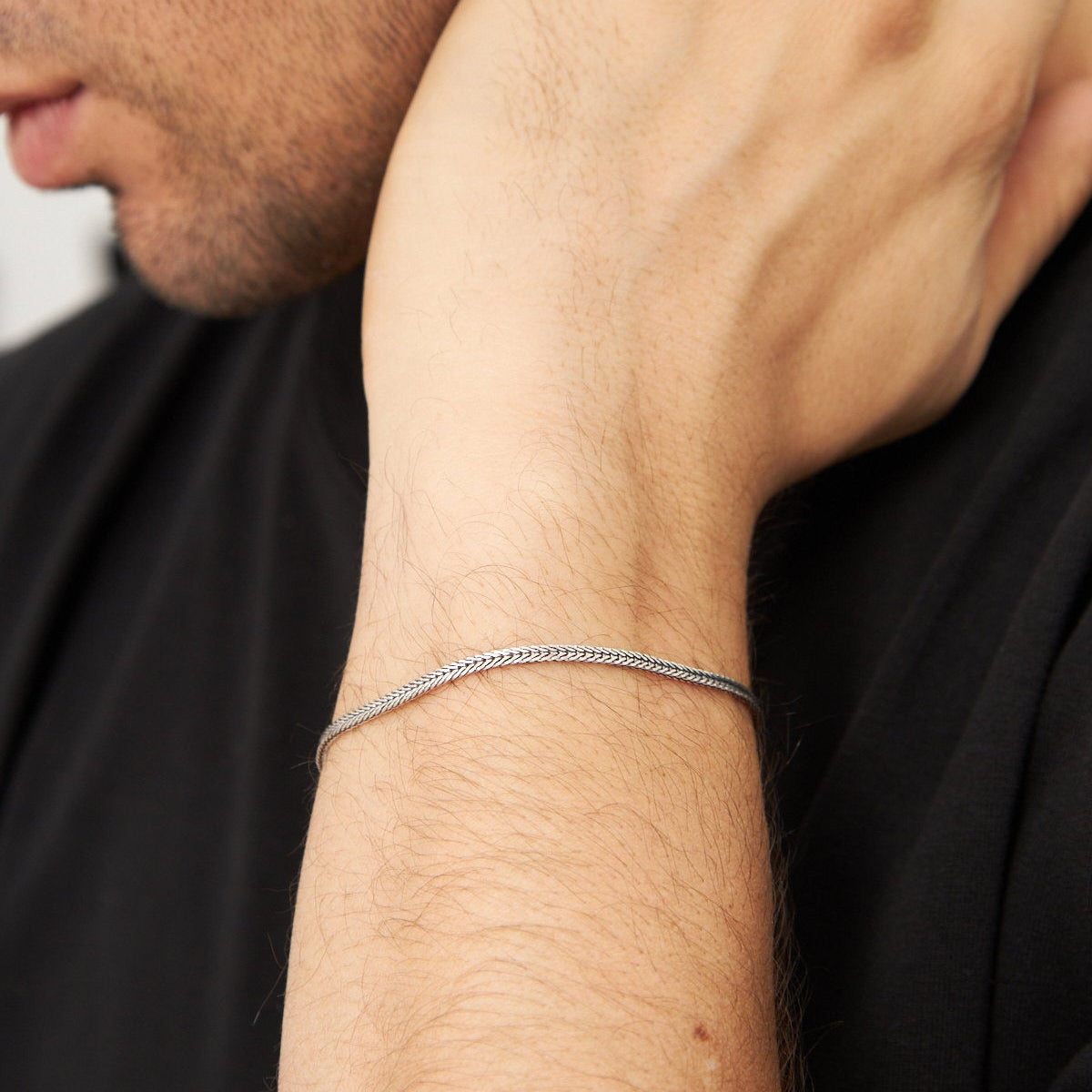 2.5 mm Yassı Tilki Kuyruğu Zincir Erkek Bileklik | 925 Ayar Gümüş
