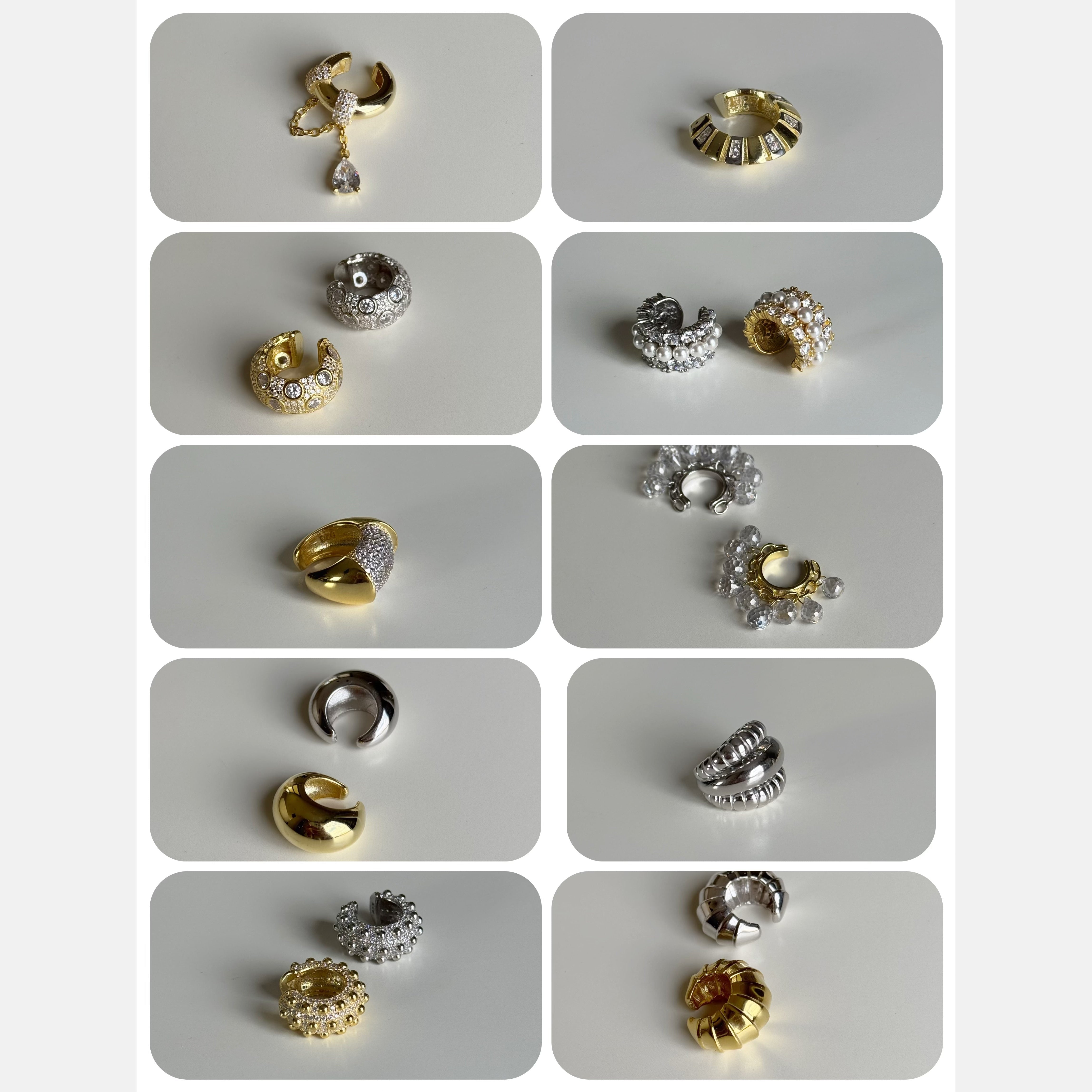 İncili Zirkon Earcuff Kıkırdak Küpe | 925 Ayar Gümüş