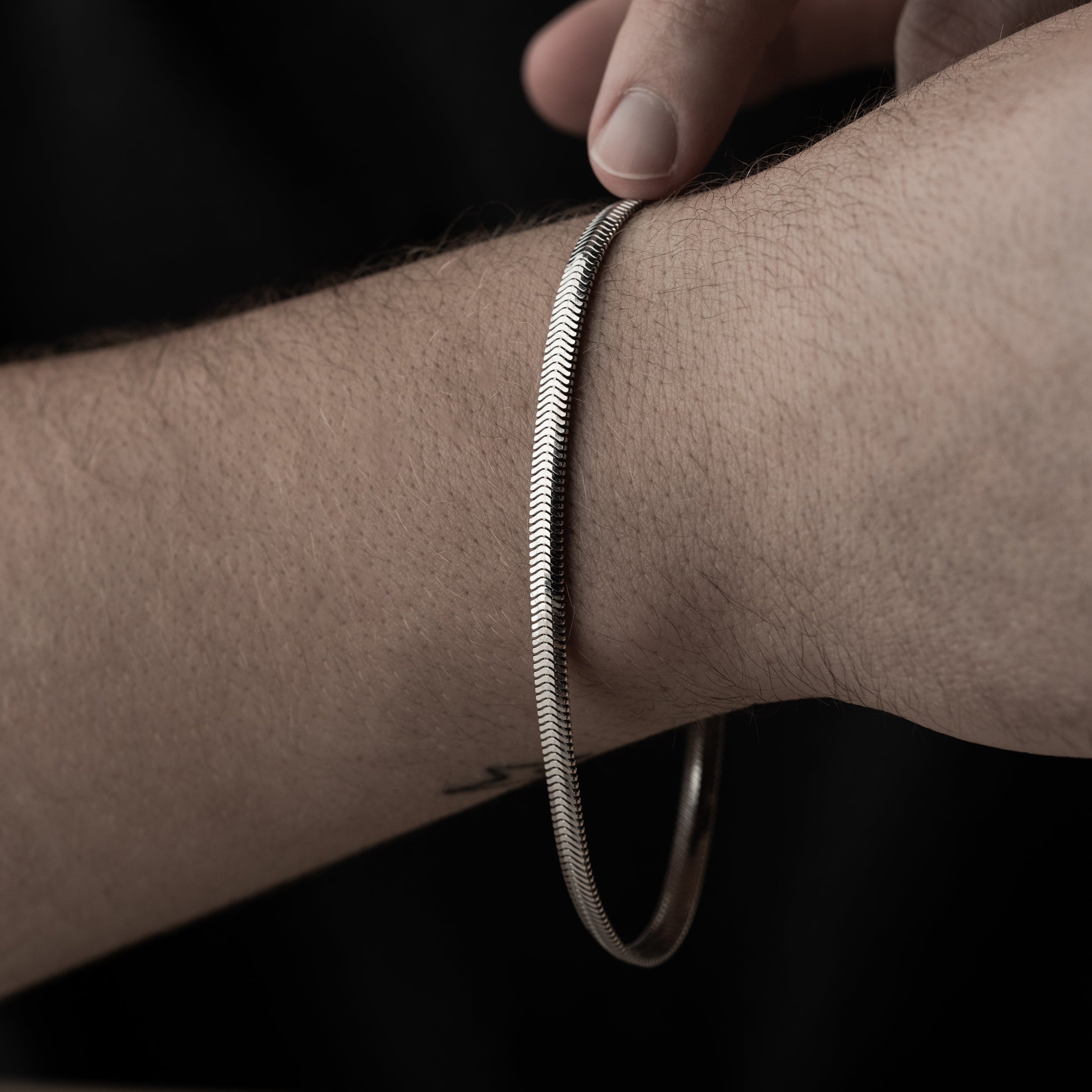 4 mm İtalyan Balıksırtı Zincir Erkek Bileklik | 925 Ayar Gümüş